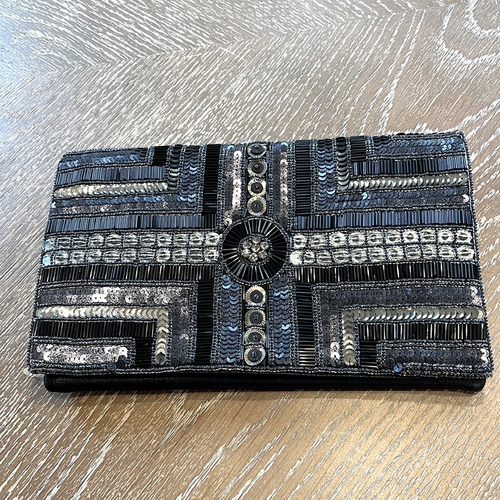 Bcbgeneration Beaded Leather Envelope Clutch - image 1